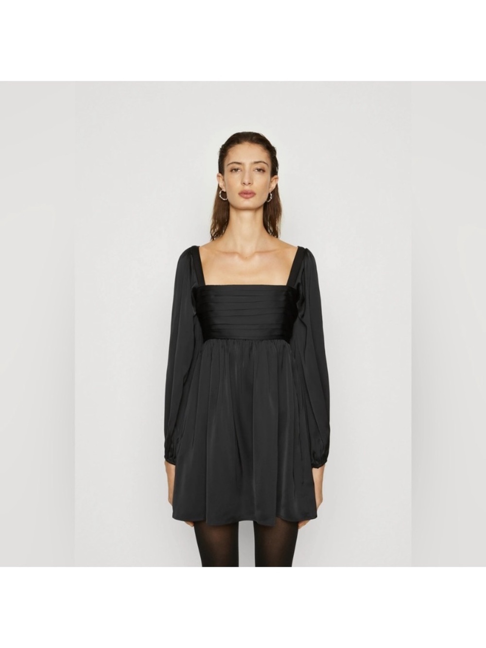 Abercrombie and Fitch Black Satin Long Sleeve Emerson Dress Size Medium